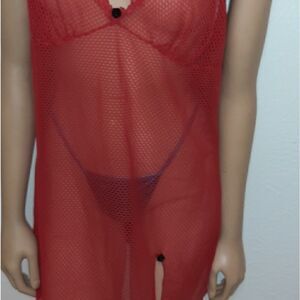 Red net lingerie dress w black roses